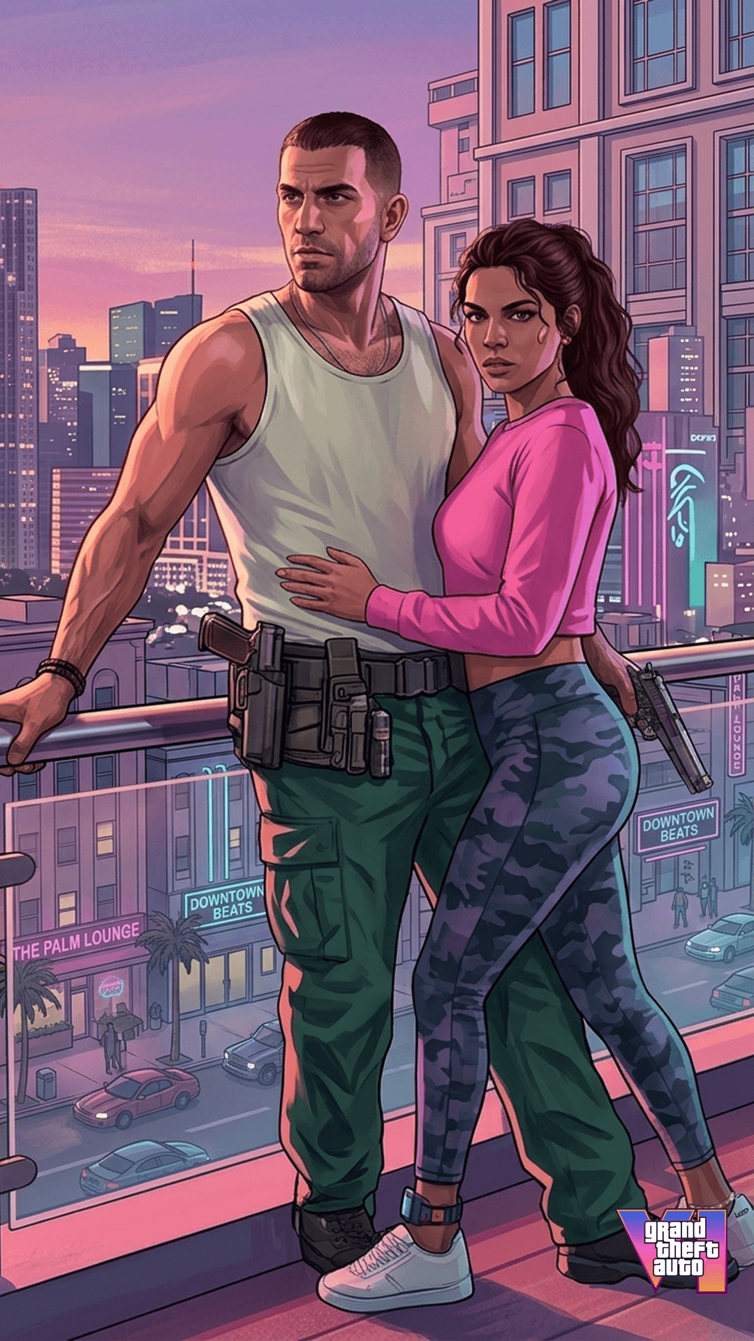 Jason & Lucia GTA 6 Phone Wallpaper